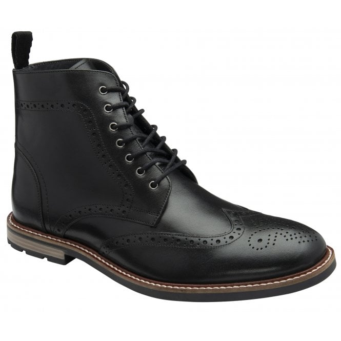Black Corby Leather Brogue Ankle Boot | Frank Wright