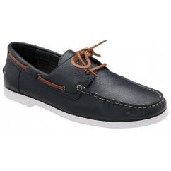 Navy Reaney Leather Boat Shoe | Frank Wright